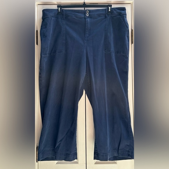 Navy Stretch Twill Utility Style Pants - Picture 2 of 4